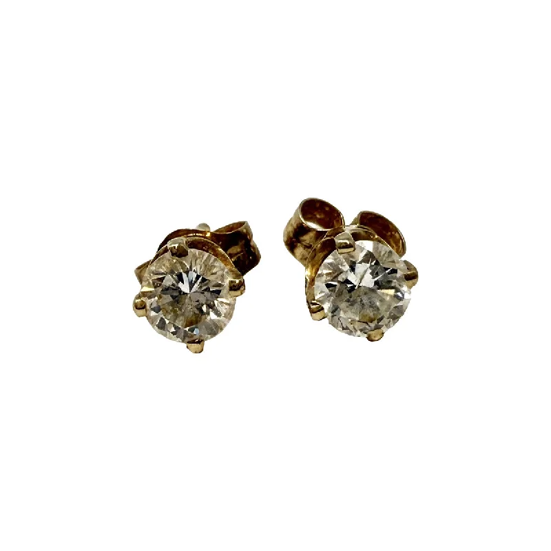 Ladies earrings tapered drop earrings-14K Gold Diamond Stud Earrings