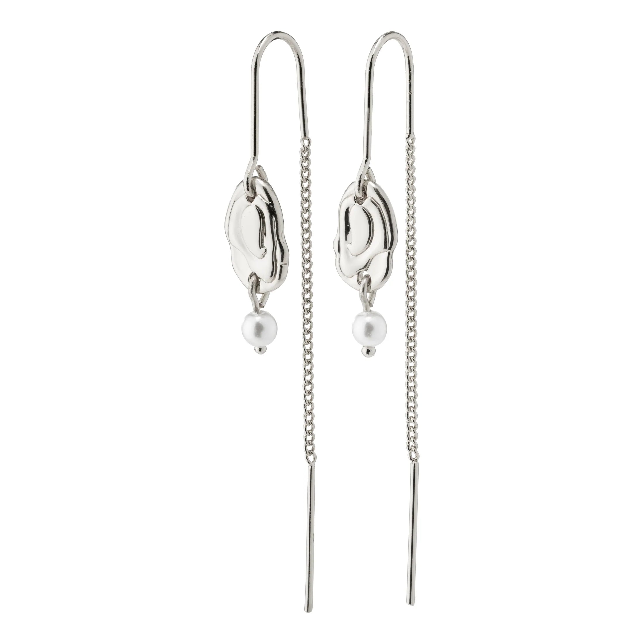 Ladies earrings Christmas gift designs-Emilie Silver Plated Pull Through Earrings