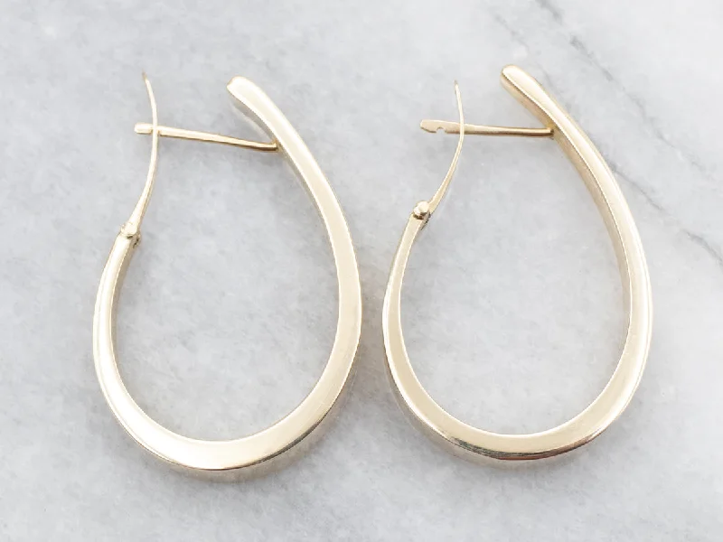 Ladies earrings minimalist trend picks-Yellow Gold Tapered Hoop Earrings