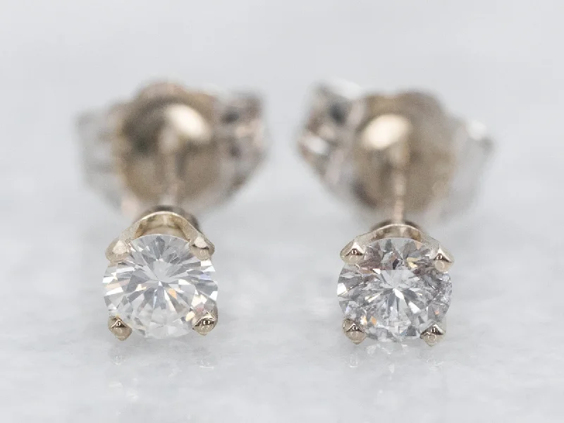 Ladies earrings timeless craft styles-White Gold Diamond Stud Earrings