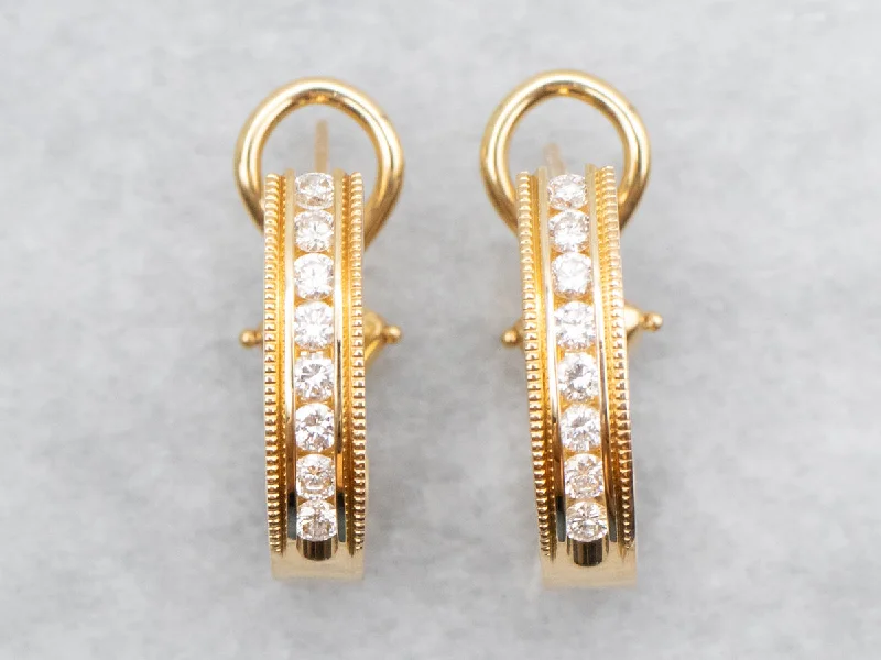 Ladies earrings petite charm designs-Yellow Gold Diamond Drop Earrings