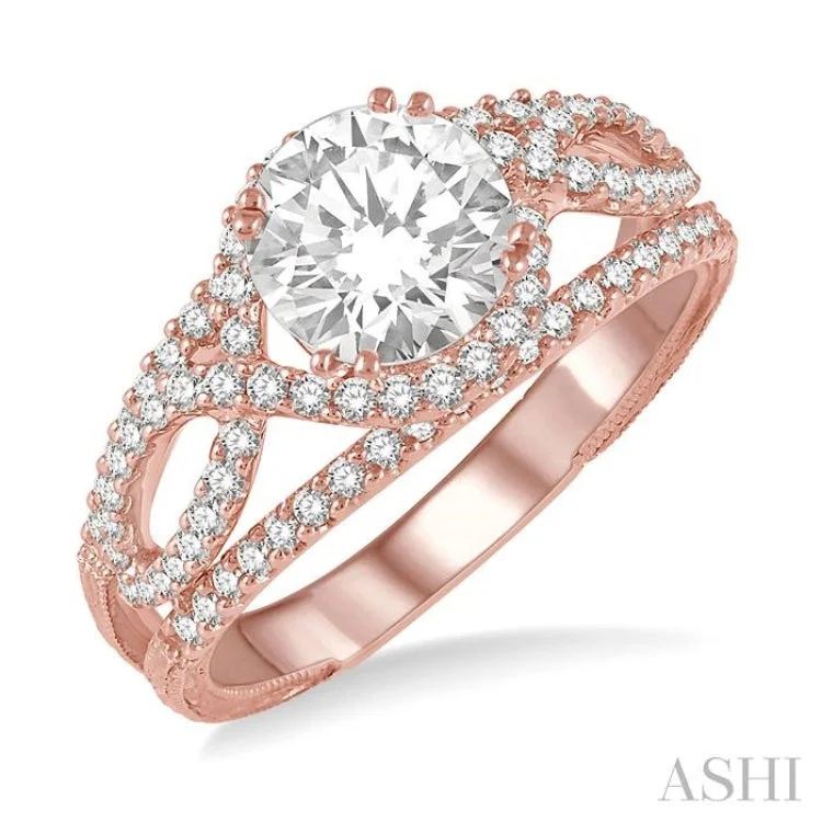 Ladies engagement rings white gold solitaires-5/8 Ctw Diamond Semi-Mount Engagement Ring in 14K Rose Gold