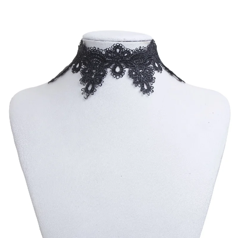 Ladies necklaces hammered craft looks-Sexy Sparkles Black Lace Choker Necklace for Women Girls