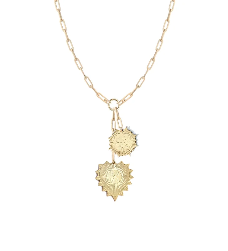 Ladies necklaces wear-resistant styles-Vesta Initial Heart and Constellations Medallion Necklace