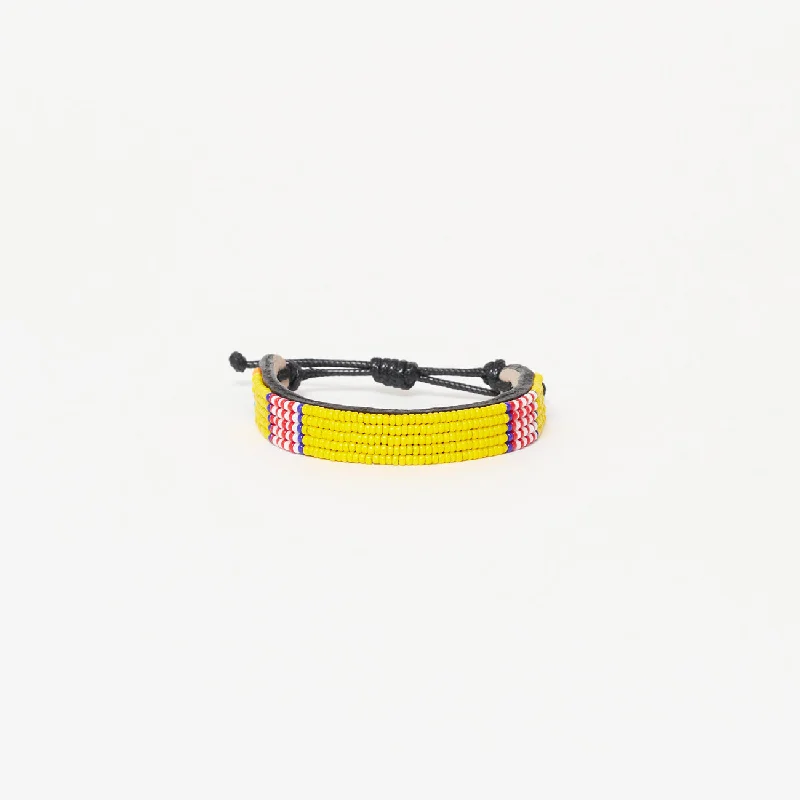 Ladies bracelets thin bangle designs-FINAL SALE: Stripe Bracelet - Yellow/Red/White