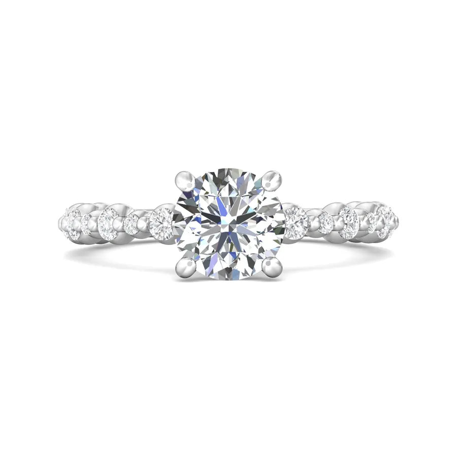 Ladies engagement rings floral diamond cuts-Channel & Shared Prong Engagement Ring