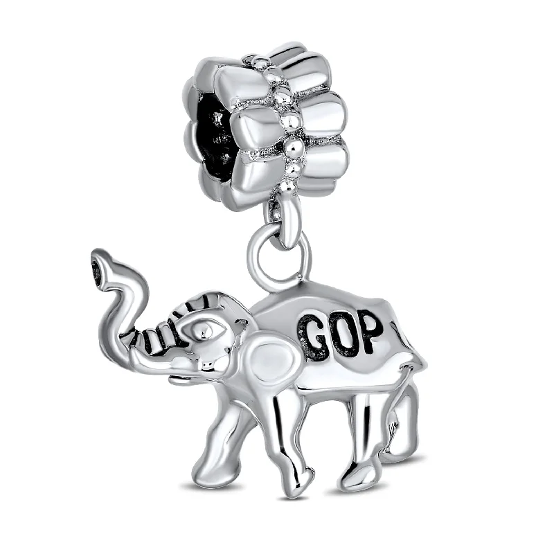 Ladies bracelets casual chic vibes-Republican Elephant Dangle Charm Bead Sterling Silver for European Bracelet