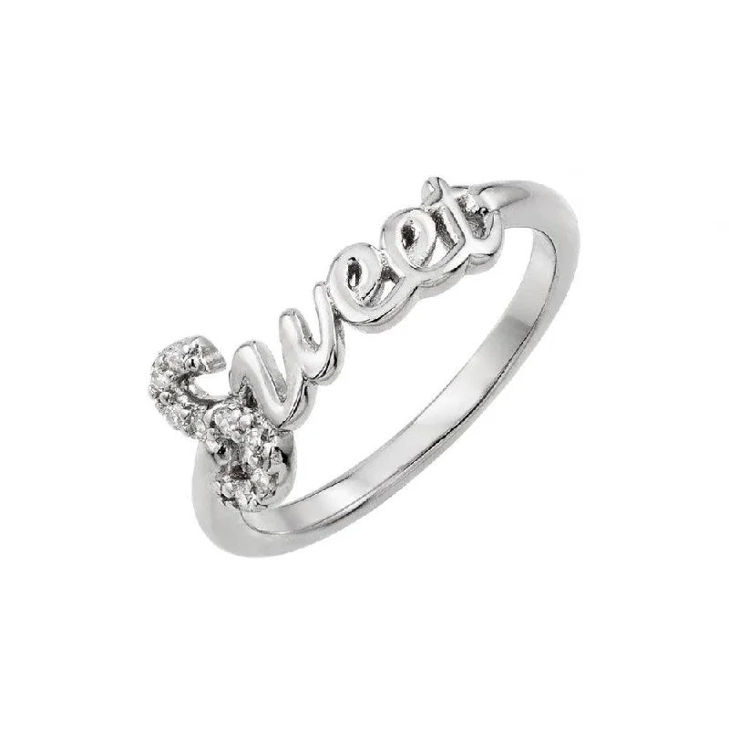 Ladies rings low maintenance styles-Silver 925 Rhodium Plated Sweet Ring - BGR00930