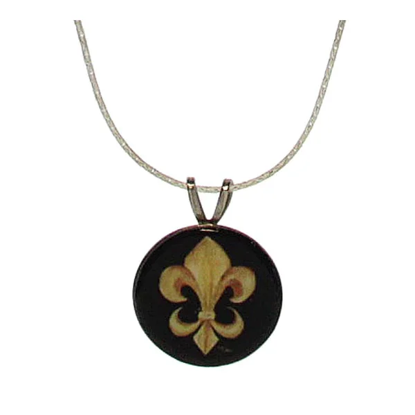 Ladies necklaces pearl strand styles-Fleur De Lis Necklace Black/Gold