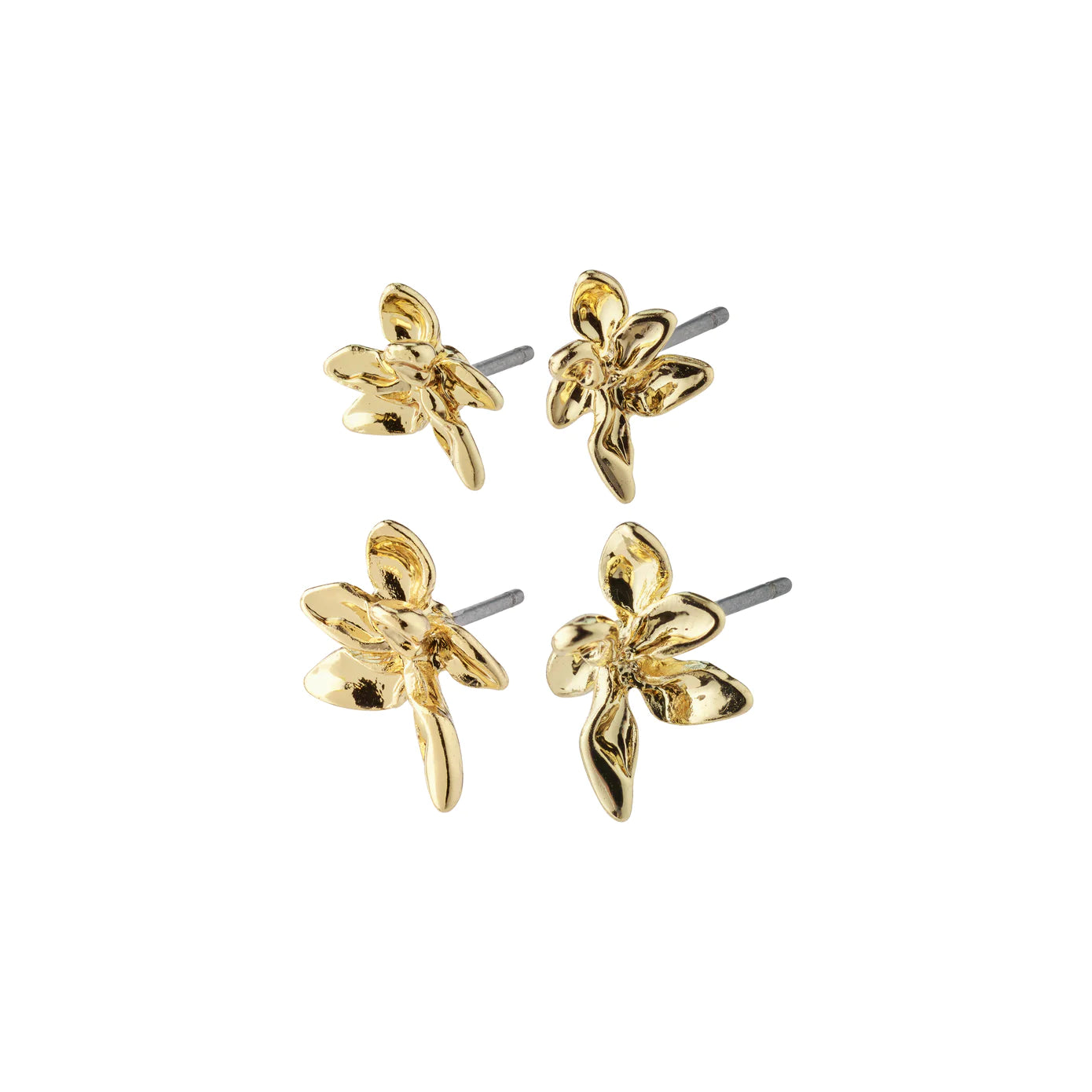 Ladies earrings geometric shape styles-Riko Gold Plated Earring Set