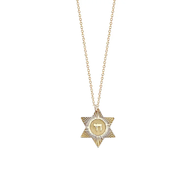 Ladies necklaces copper tone styles-Chai Star of David Necklace