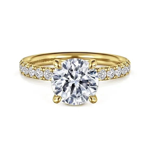 Ladies engagement rings halo diamond-Winslow - 14K Yellow Gold Round Diamond Engagement Ring (Setting Only)