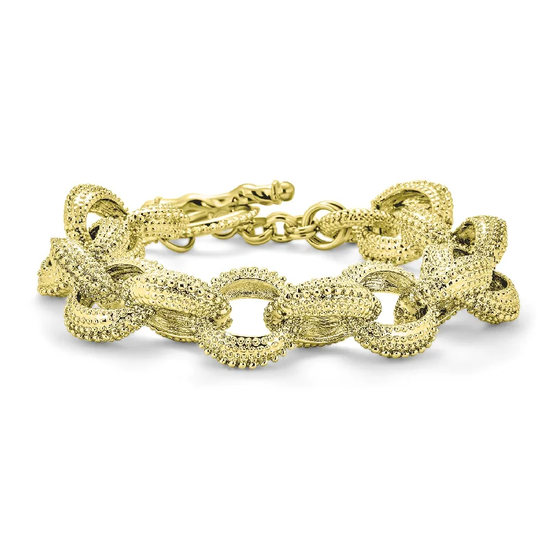 Ladies bracelets wave pattern styles-Chunky Chain Link Bracelet with Large Oval Links Toggle Clasp Matte SilverGold