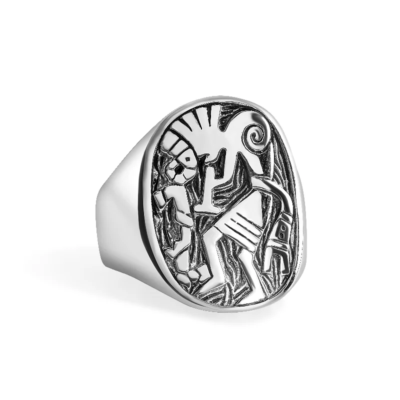 Ladies rings creative artistic styles-High Polished 925 Sterling Silver Kokopeli Ring - CR00732