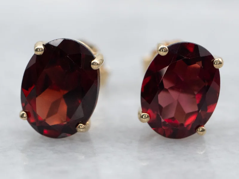 Ladies earrings geometric shape styles-Garnet Stud Earrings