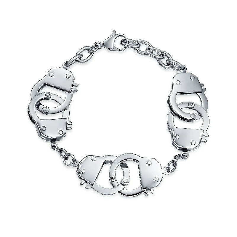 Ladies bracelets brilliant cut designs-Unisex Biker Chain Link Bracelet in Stainless Steel 8.5 Inch for Men