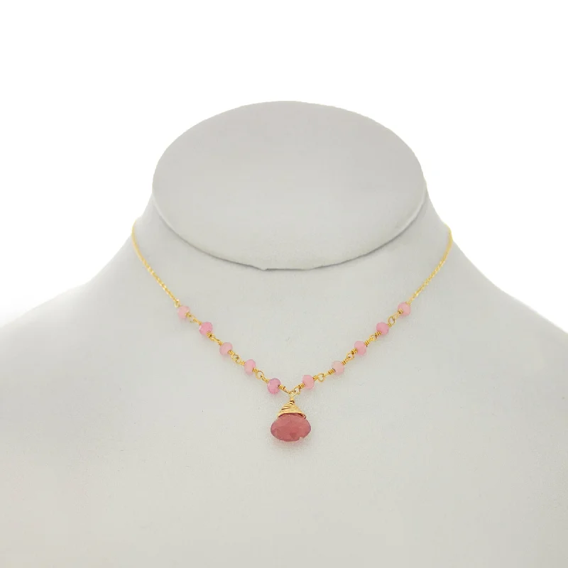 Ladies necklaces sun motif styles-China Rose - Pink Sapphires Necklace