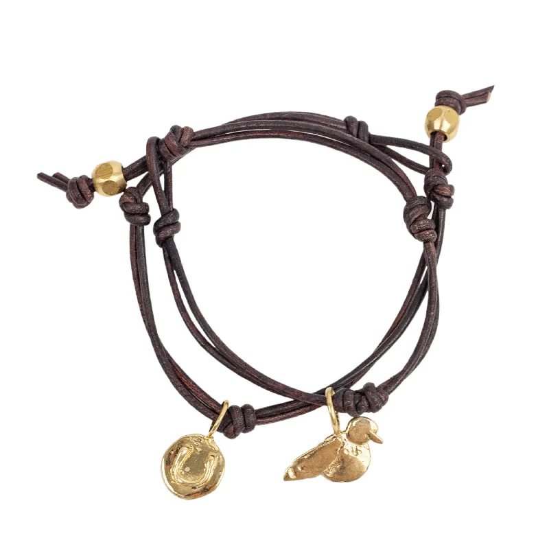 Ladies bracelets knot symbol designs-Single Charm Leather Bracelet