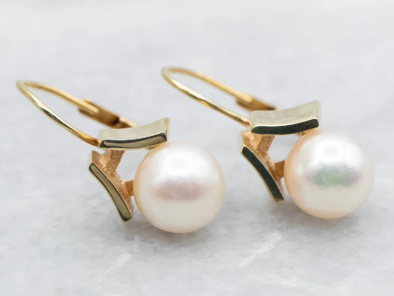 Ladies earrings multi-tier styles-Saltwater Pearl Drop Earrings