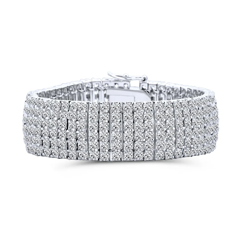 Ladies bracelets expressionist designs-Classic Bridal Jewelry CZ Cubic Zirconia Tennis Bracelet Silver Plated 7 Inches