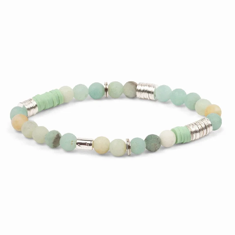 Ladies bracelets birth month designs-Scout Intermix Stone Stacking Bracelet - Amazonite