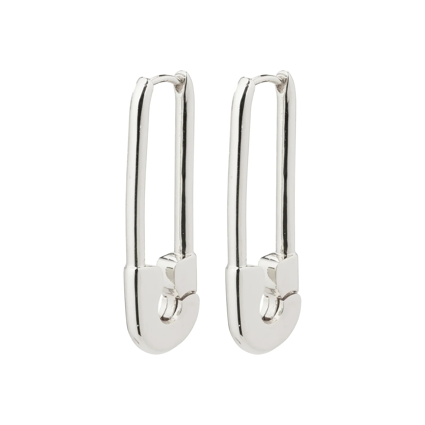 Ladies earrings size selection guide-Pace Silver Plated Safety Pin Earrings