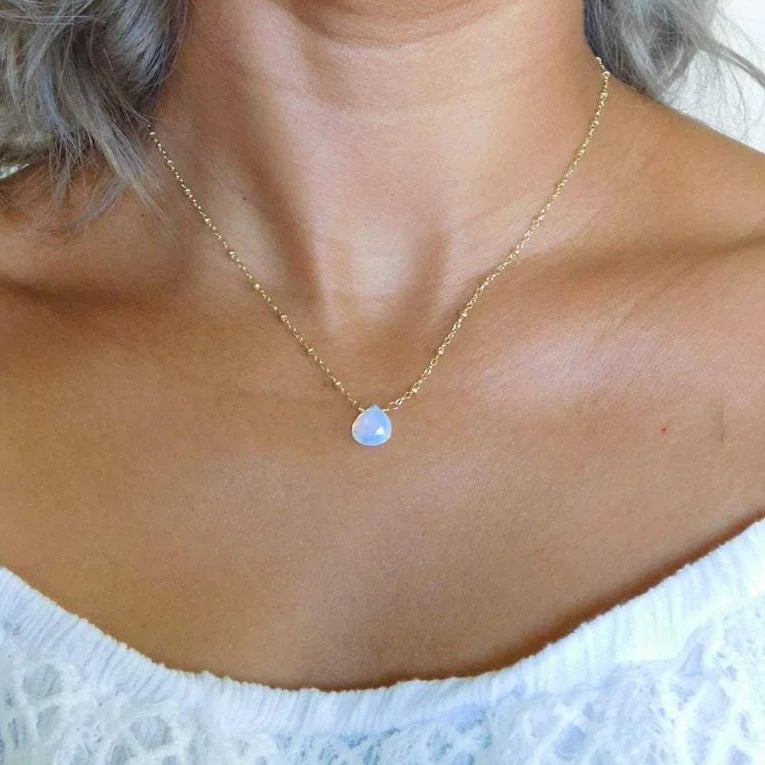 Ladies necklaces Native American styles-Opalite Drop Necklace