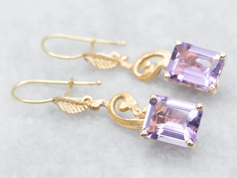 Ladies earrings titanium durable picks-Light Purple Amethyst Drop Earrings