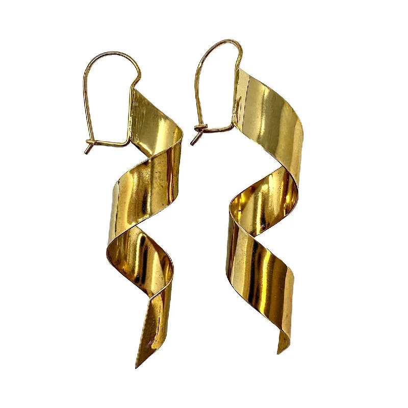 Ladies earrings artisan cooperative designs-14K Gold Twirl Earrings