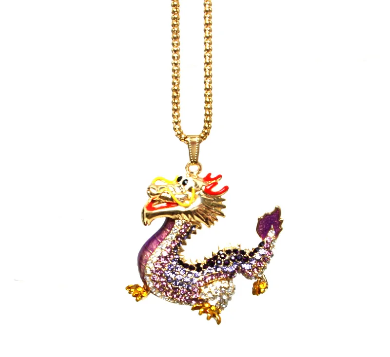 Ladies necklaces pave set designs-Dragon Necklace, Betsey Johnson