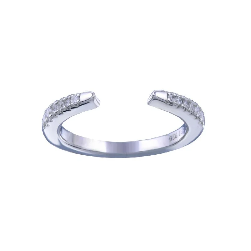 Ladies rings collectible jewelry items-Rhodium Plated 925 Sterling Silver Open CZ Band Ring  - STR01153