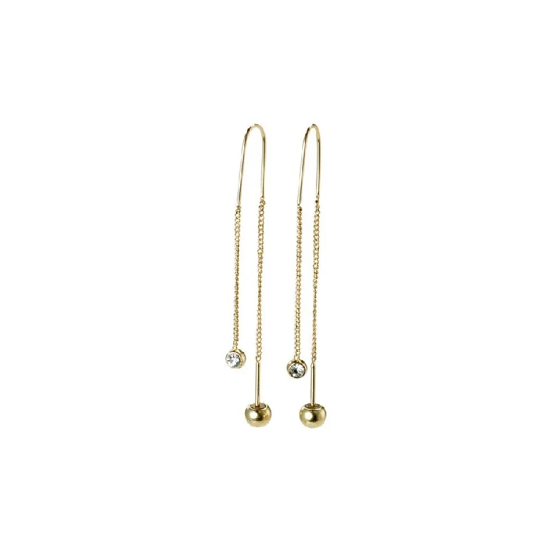 Ladies earrings polished shine designs-Meg Gold Plated Crystal Earrings