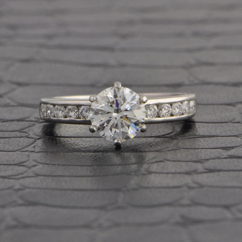 Ladies engagement rings enamel diamond cuts-Estate Tiffany & Co. 1.23 ct. Round Brilliant Cut Diamond Engagement Ring