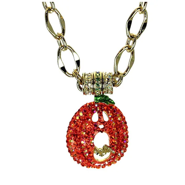 Ladies necklaces enamel detail styles-Kirks Folly Oh My Pumpkin Magnetic Enhancer & Necklace