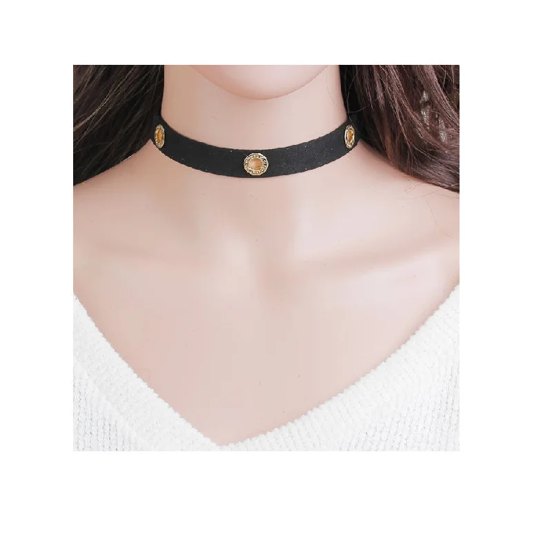 Ladies necklaces flat chain necklaces-Sexy Sparkles Velvet Choker Necklace for Women Girls Gothic Choker Bolo Tie Corset Lace Chokers