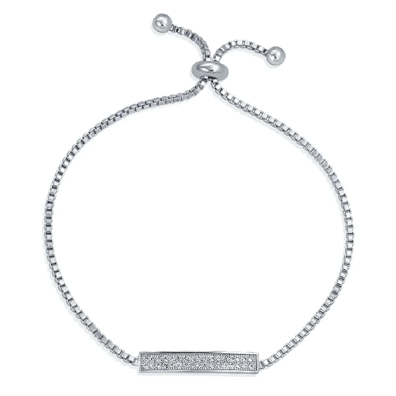 Ladies bracelets sister matching sets-Elegant Modern Bridal Tennis Bracelet with Cubic Zirconia and Silver Plated Clasp