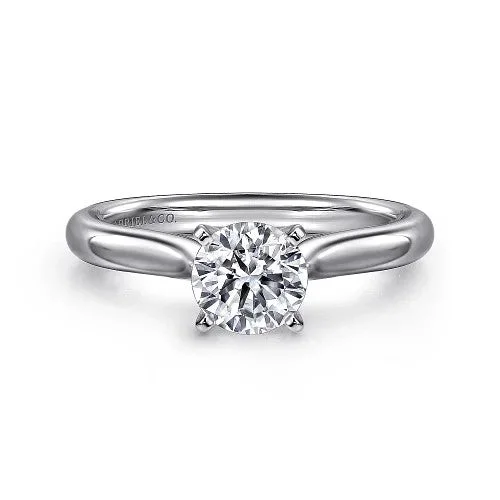 Ladies engagement rings size guide-14K White Gold Round Diamond Engagement Ring