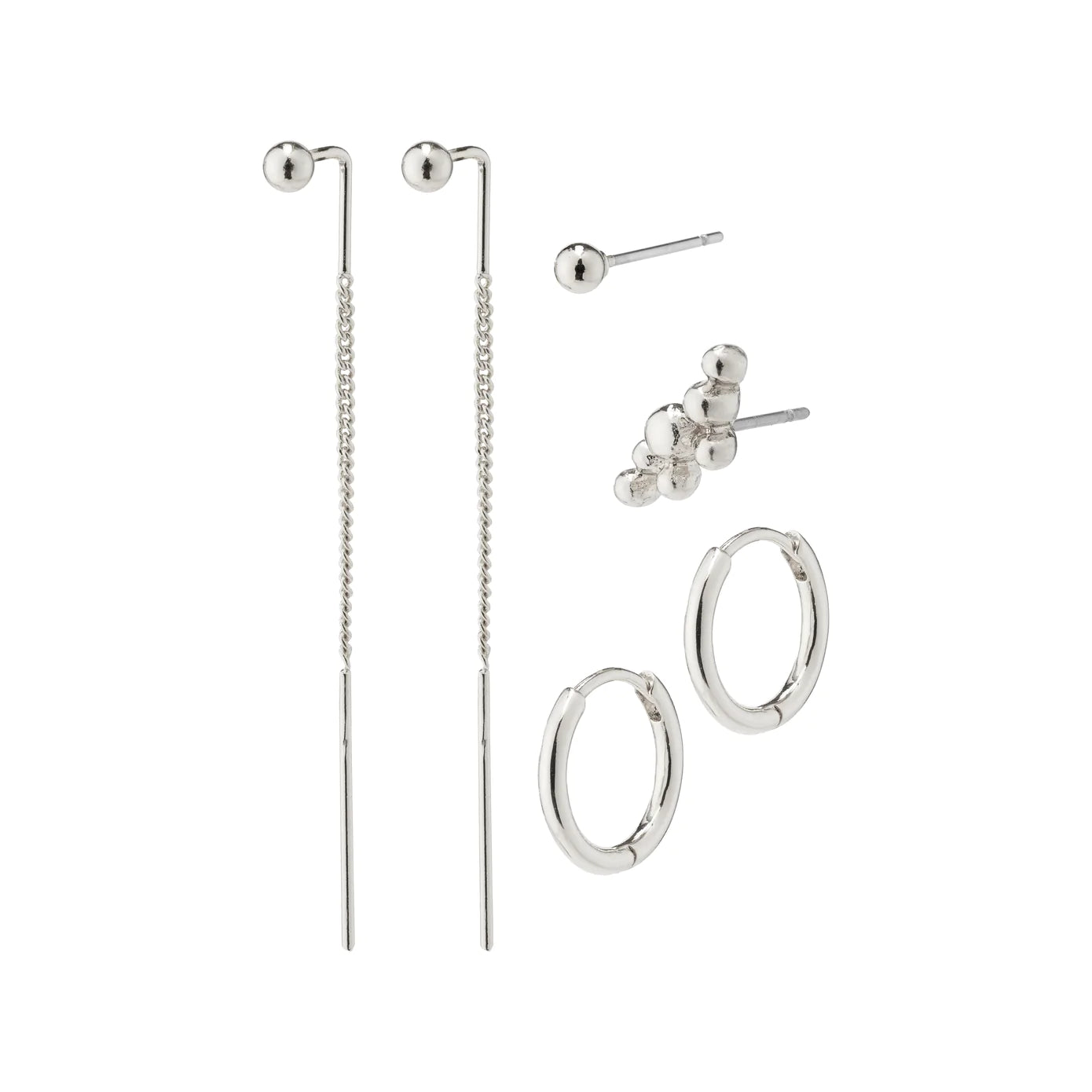 Ladies earrings cross motif accents-Siv Silver Plated Earring Set