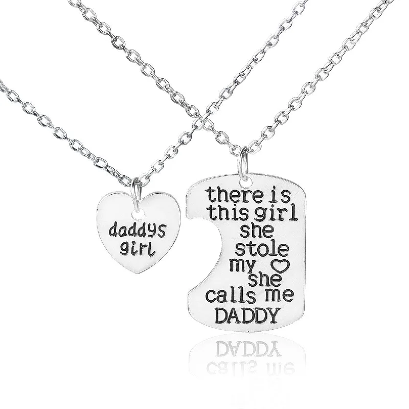 Ladies necklaces generational gift picks-SEXY SPARKLES 2 piece necklace inch Daddy's Girlinch and inch There is this girl she stole my heart she calls me Daddyinch  2 Pc Jewelry Necklace