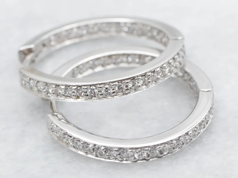 Ladies earrings heavy duty styles-Diamond Encrusted Hoop Earrings