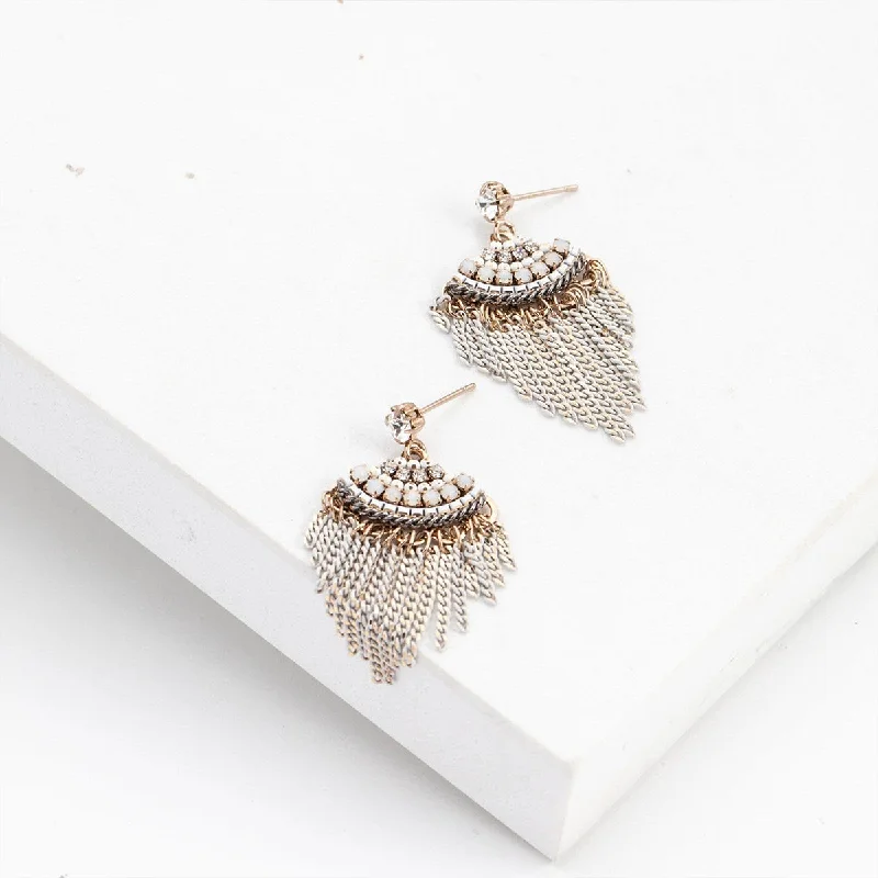 Ladies earrings moon phase earrings-Gold Juliette Fan Fringe Earrings