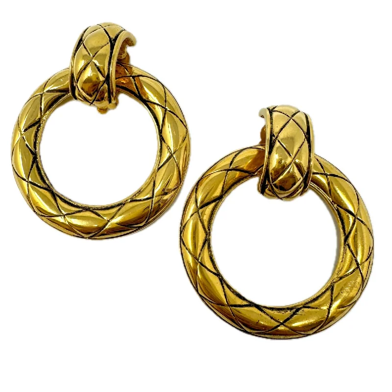 Ladies earrings viral fashion picks-Chanel Vintage Quilted Hoop Earrings