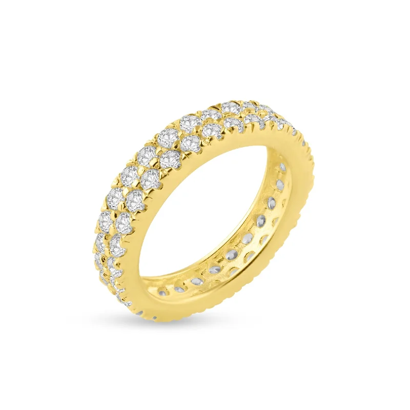 Ladies rings slip-on ring styles-Silver 925 Gold Plated CZ Eternity Ring - STR00512