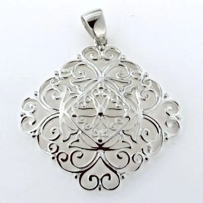 Ladies earrings Victorian era styles-"Southern Gates" Filigree Pendant and Earrings in Sterling Silver.