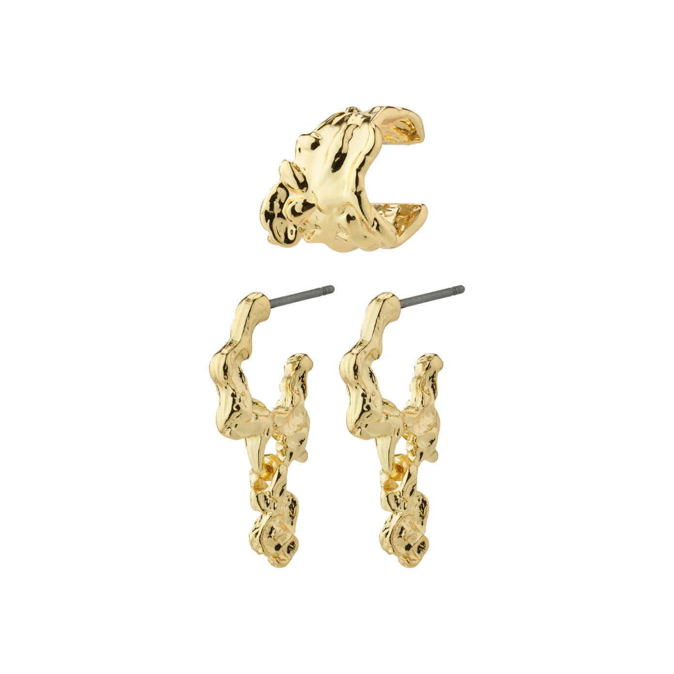 Ladies earrings star motif designs-Rhythm Gold Plated Earring Set