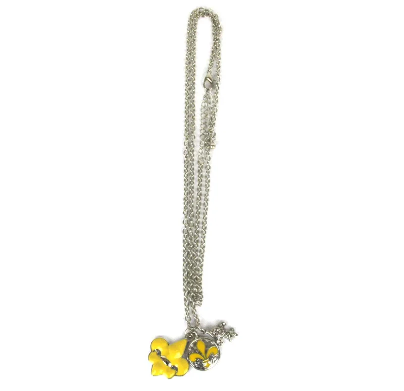 Ladies necklaces luxury brand picks-Fleur De Lis Charm Necklace Yellow