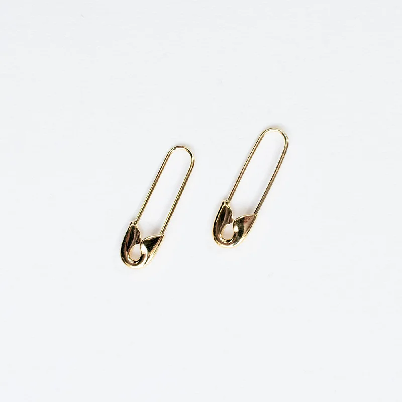 Ladies earrings bohemian flair earrings-Gold Vermeil Safety Pin Earrings