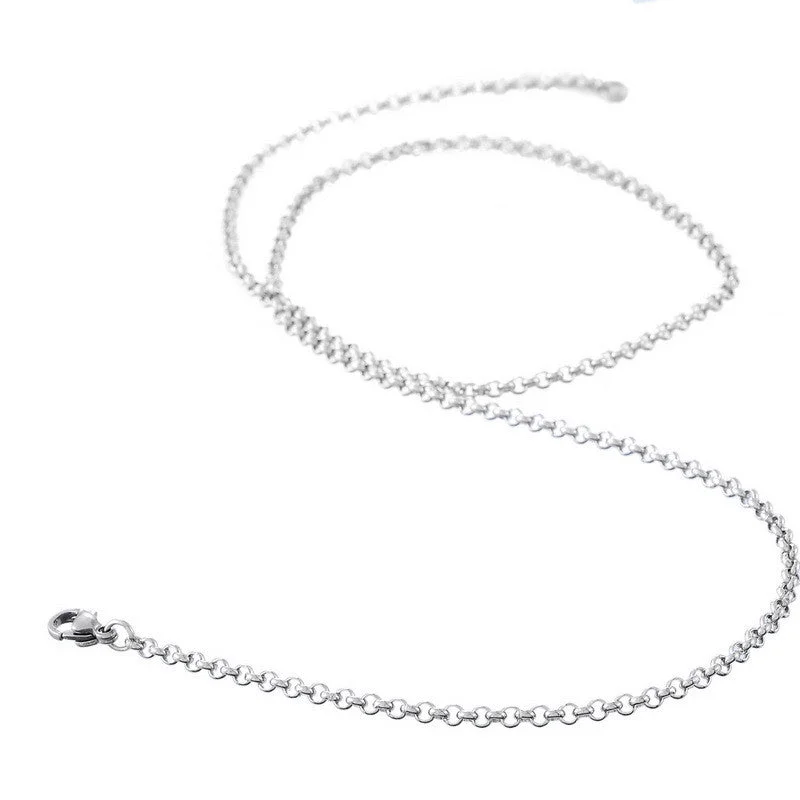 Ladies necklaces synthetic jewel options-304 Stainless Steel Jewelry Chain Necklace Silver Tone Link Cable Chain With Lobster Claw Clasp