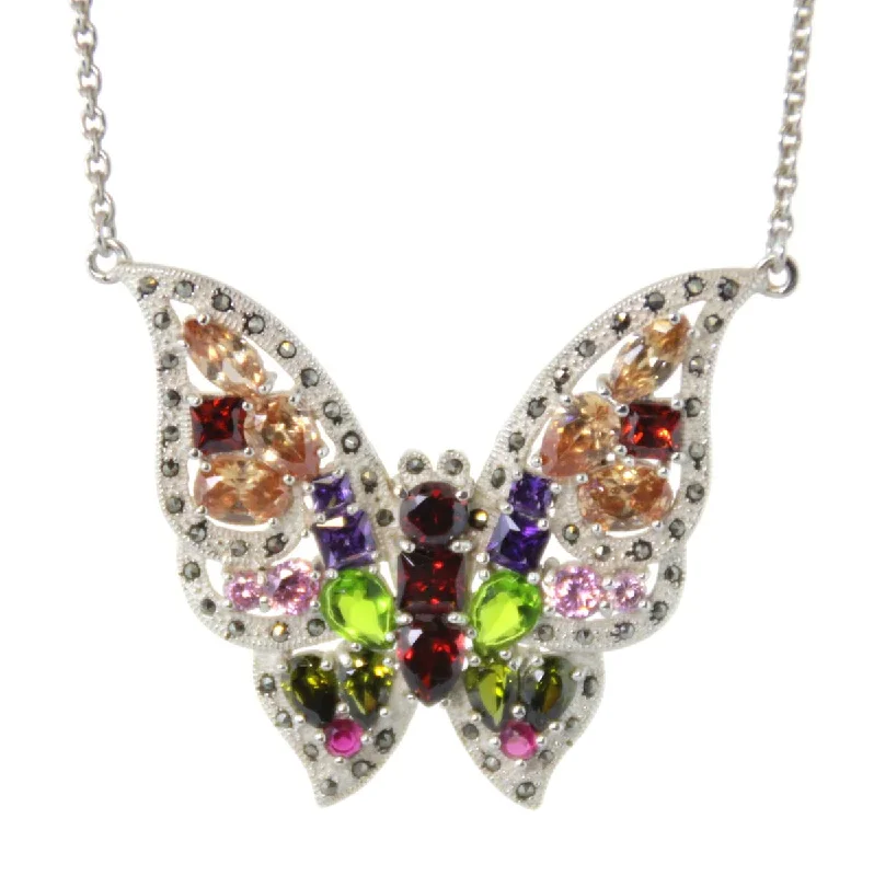 Ladies necklaces wear-resistant styles-Butterfly Necklace, Sterling Silver