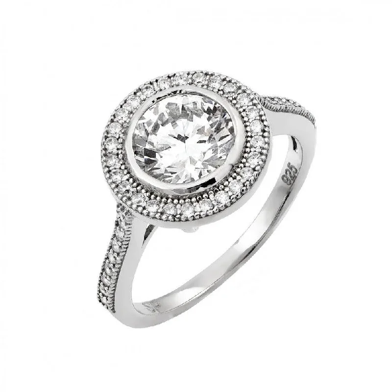 Ladies rings Mother’s Day treasures-Silver 925 Rhodium Plated Micro Pave CZ Ring - GMR00013